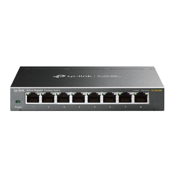 TP-Link TL-SG108S 8-Port Gigabit Desktop Network Switch – Steel, Plug & Play