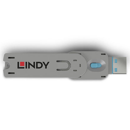 Lindy 40622 USB Type A Port Blocker Key – Blue, ABS, Secure USB Port Lock