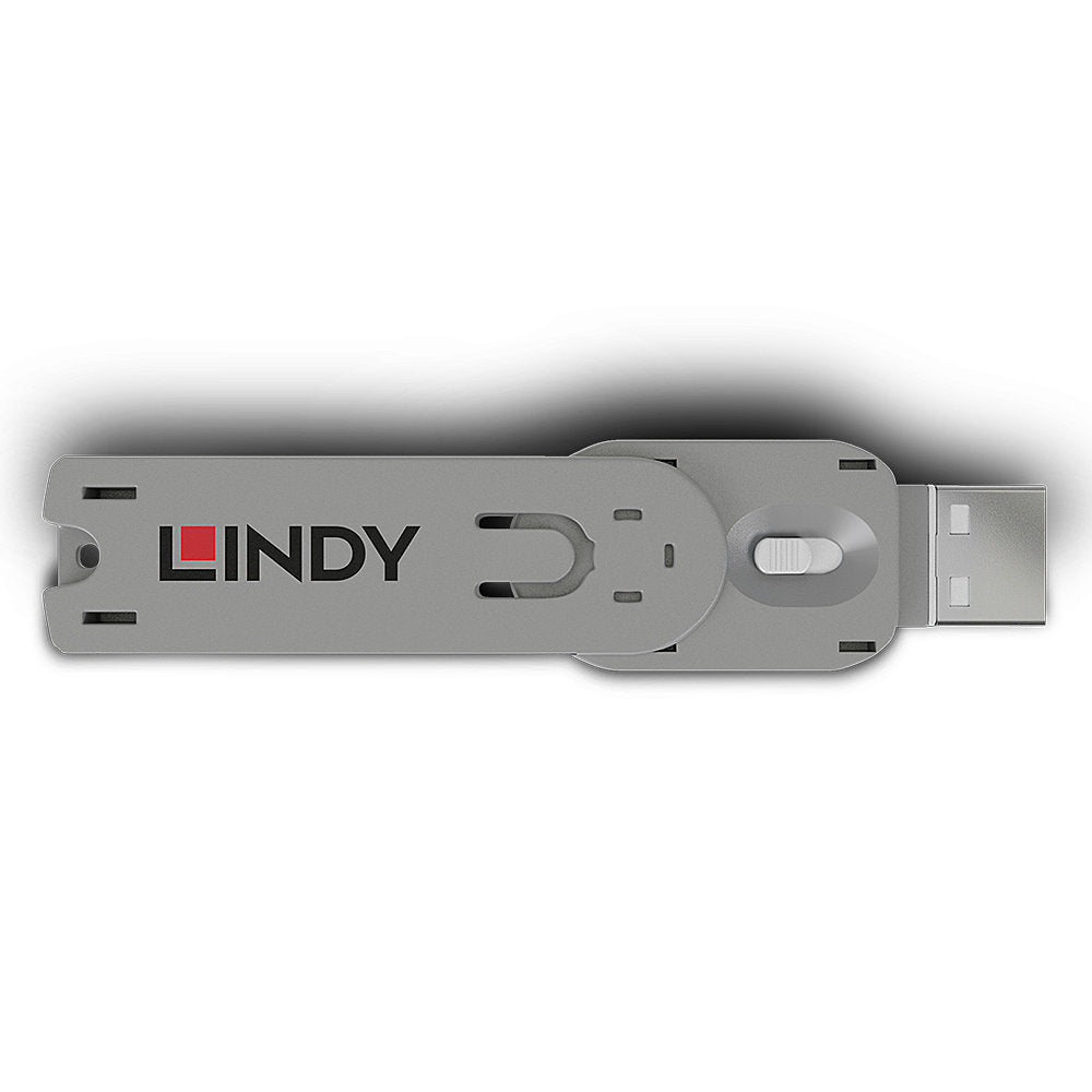 Lindy 40624 USB Type A Port Blocker Key – White, Secure USB Port Protection, ABS