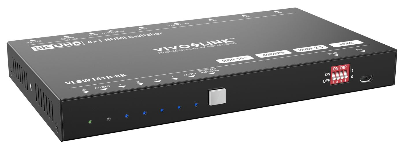 Vivolink VLSW141H-8K AV Switch – 4x1 HDMI 8K@60Hz HDR 40Gbps