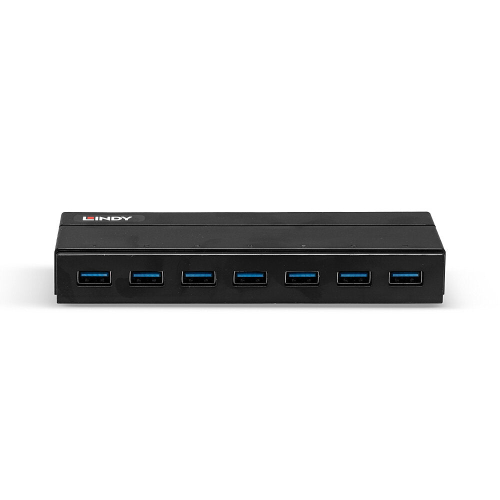 Lindy 43228 7 Port USB 3.0 Hub – High-Speed 5000Mbit/s, Powered, Black
