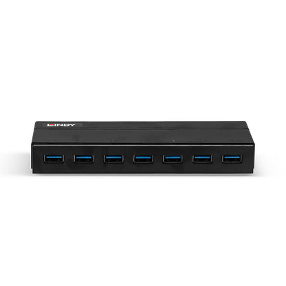 Lindy 43228 7 Port USB 3.0 Hub – High-Speed 5000Mbit/s, Powered, Black