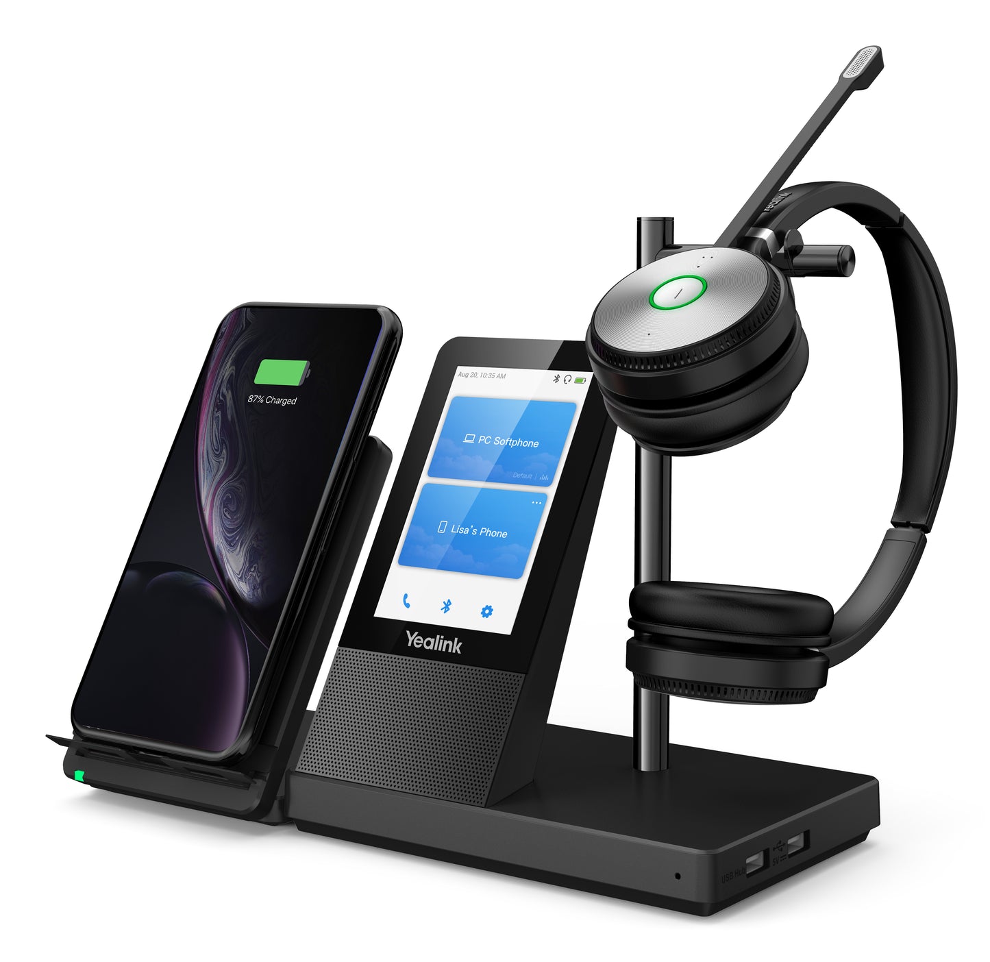 Yealink WH66 DUAL UC Wireless Headset – Binaural DECT Bluetooth, Touchscreen Base