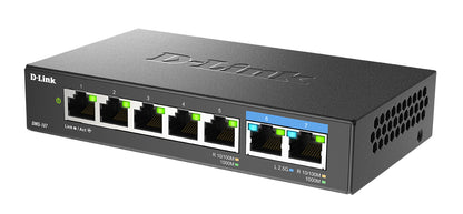 D-Link DMS-107/E 7-Port Multi-Gigabit Unmanaged Network Switch – Metal, Fanless