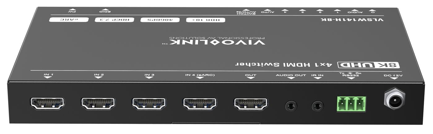Vivolink VLSW141H-8K AV Switch – 4x1 HDMI 8K@60Hz HDR 40Gbps