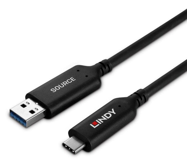 Lindy 43395 USB 3.2 Gen 1 Type A to C Fibre Optic Hybrid Cable 10m