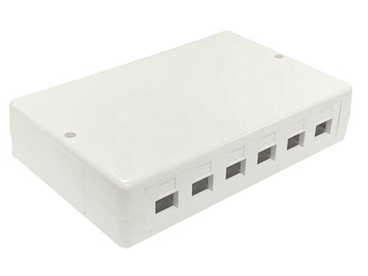 Lanview LVN127774 Patch Panel – 6-Port Surface Mount Box, Wall Mount, White