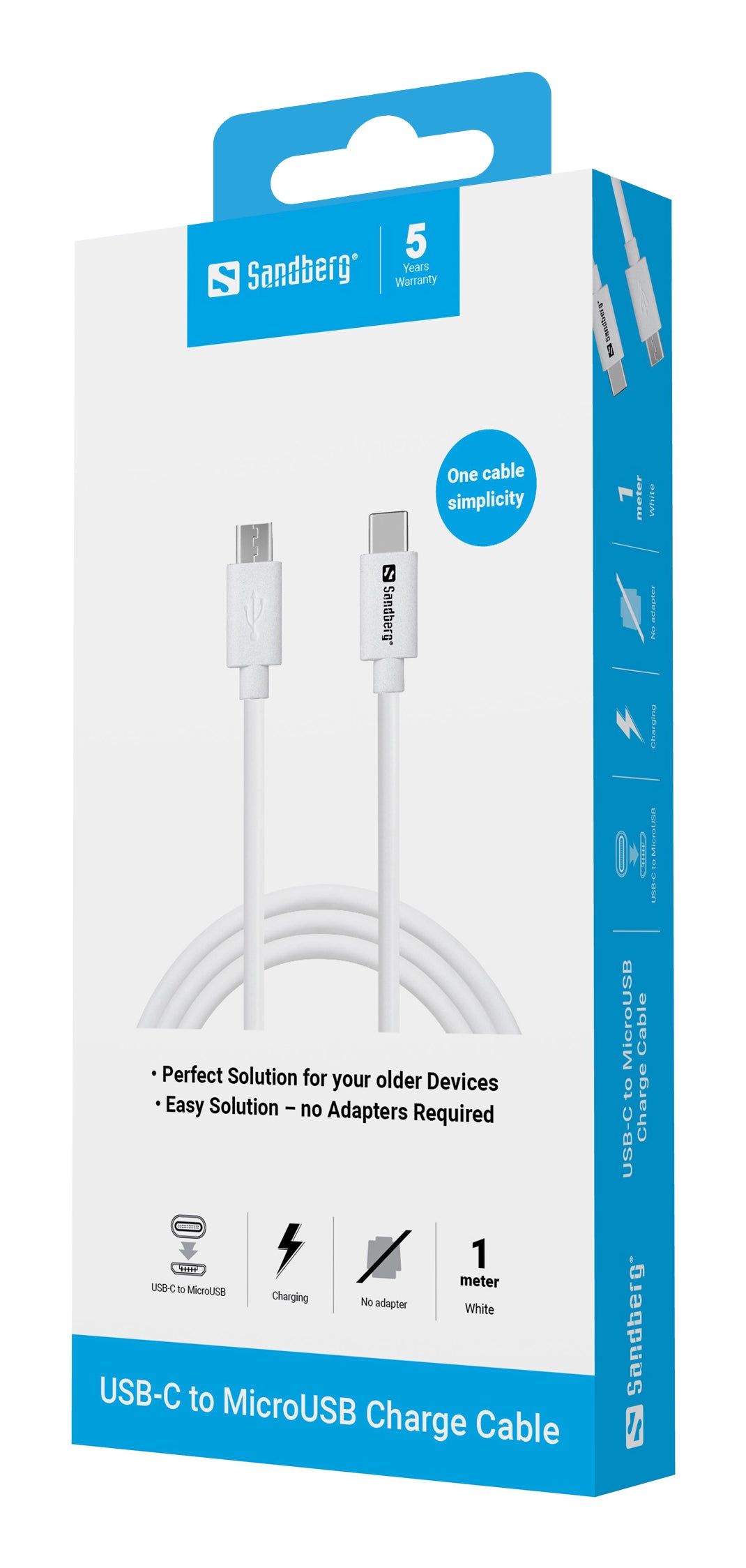Sandberg 136-74 USB-C to Micro-USB Charge Cable – 1m White