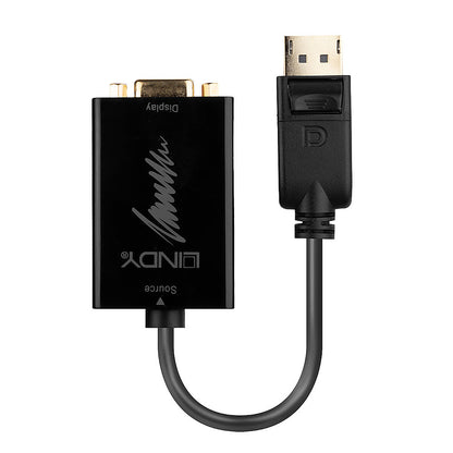 Lindy 41006 DisplayPort 1.2 to VGA Active Converter – 1920x1080 Full HD, 0.15m Cable