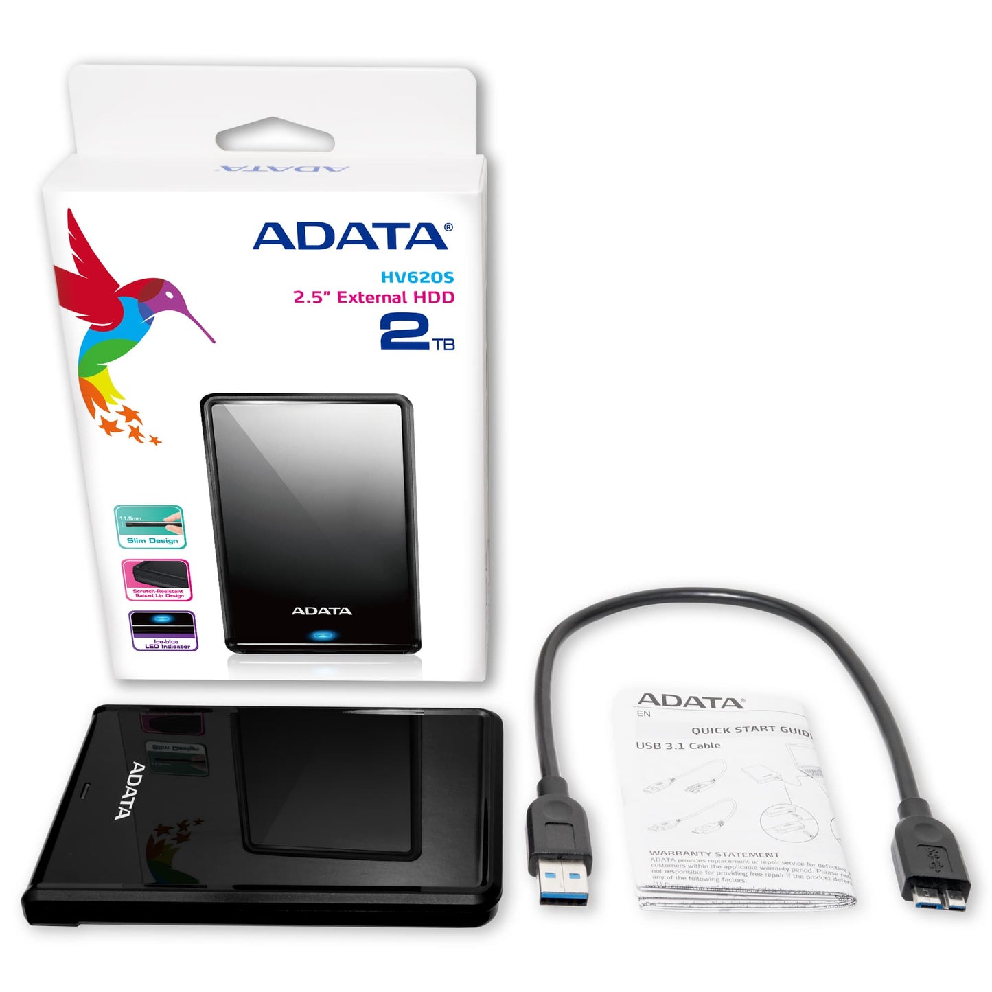 ADATA AHV620S-4TU31-CBK External Hard Drive 4TB 2.5" USB 3.1 Black