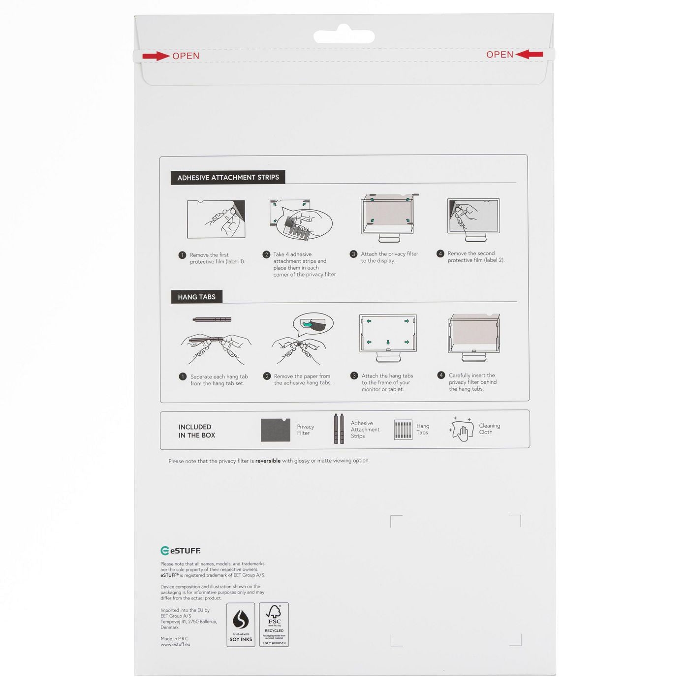 eSTUFF GLBB12277156 Display Privacy Filter – 12.5" Frameless, 16:9, Anti-Glare