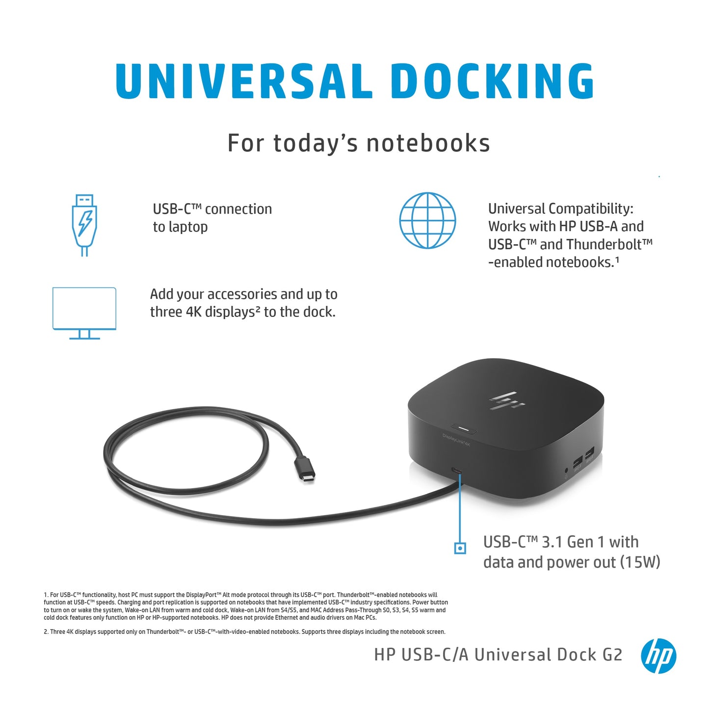 HP 26D32AA USB-C Dock G5 Wired Docking Station – 4x USB-A, HDMI, 2x DisplayPort
