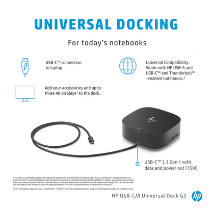 HP 26D32AA USB-C Dock G5 Wired Docking Station – 4x USB-A, HDMI, 2x DisplayPort