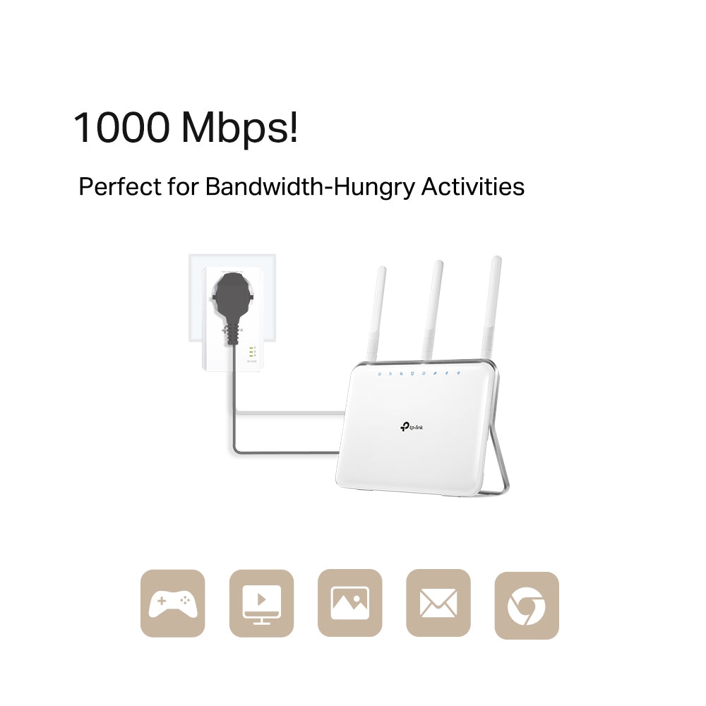 TP-Link TL-PA7017P KIT PowerLine Network Adapters – AV1000 Gigabit Passthrough Starter Kit