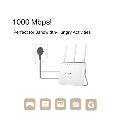 TP-Link TL-PA7017P KIT PowerLine Network Adapters – AV1000 Gigabit Passthrough Starter Kit