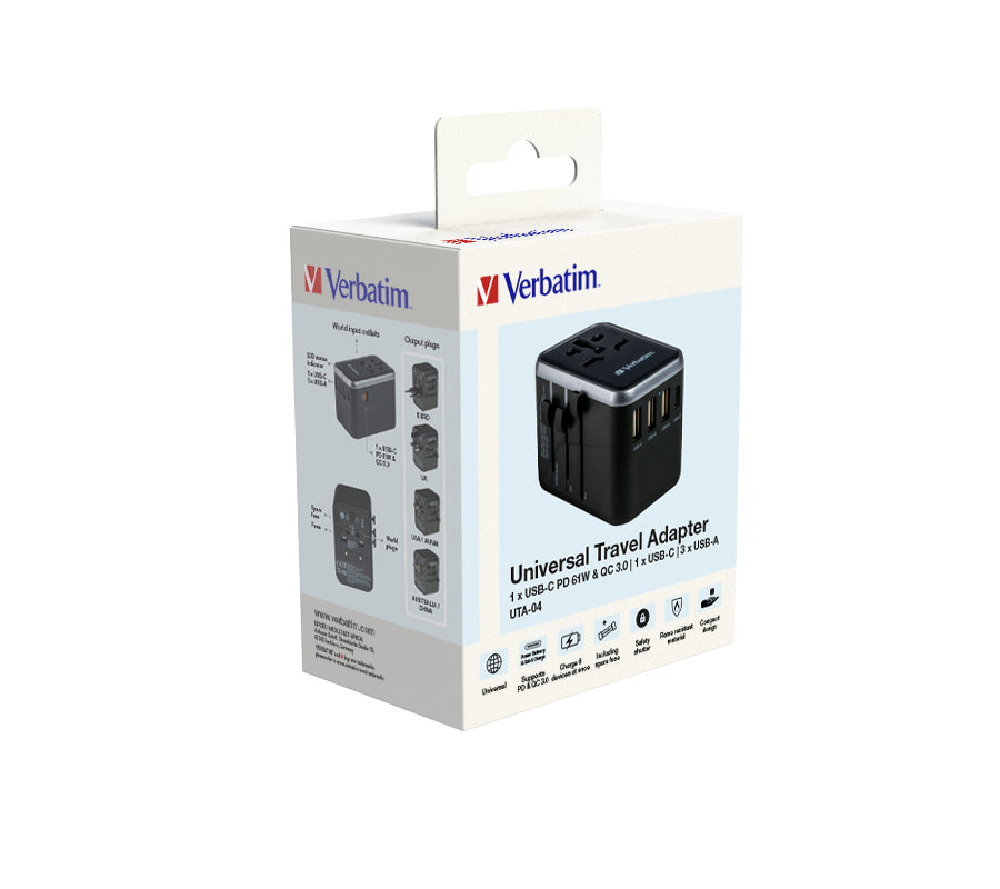 Verbatim 49546 Universal Travel Adapter – 61W 5-Port USB Charger