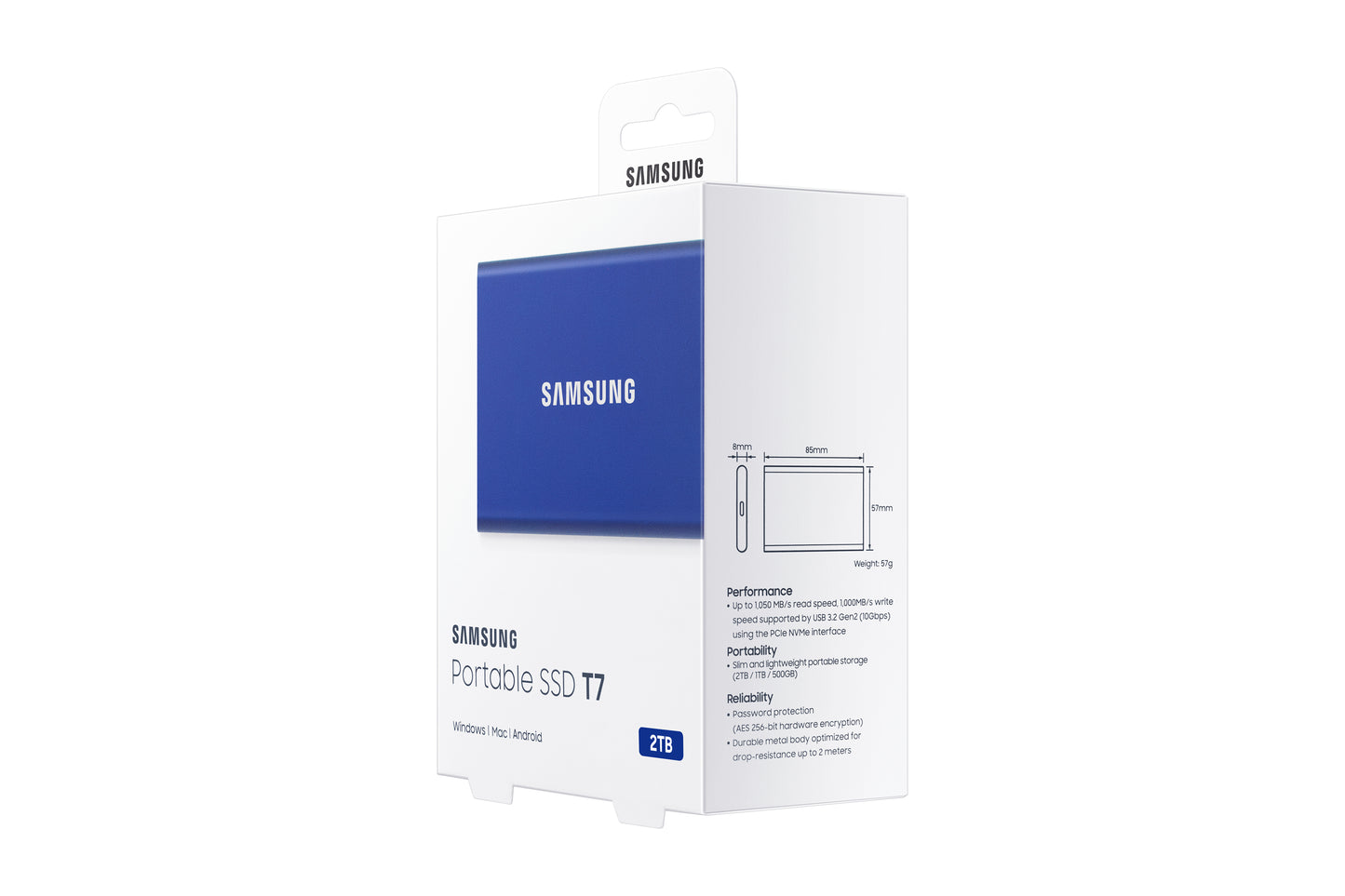 Samsung MU-PC2T0H/WW Portable SSD T7 2TB USB 3.2 Gen 2 Blue