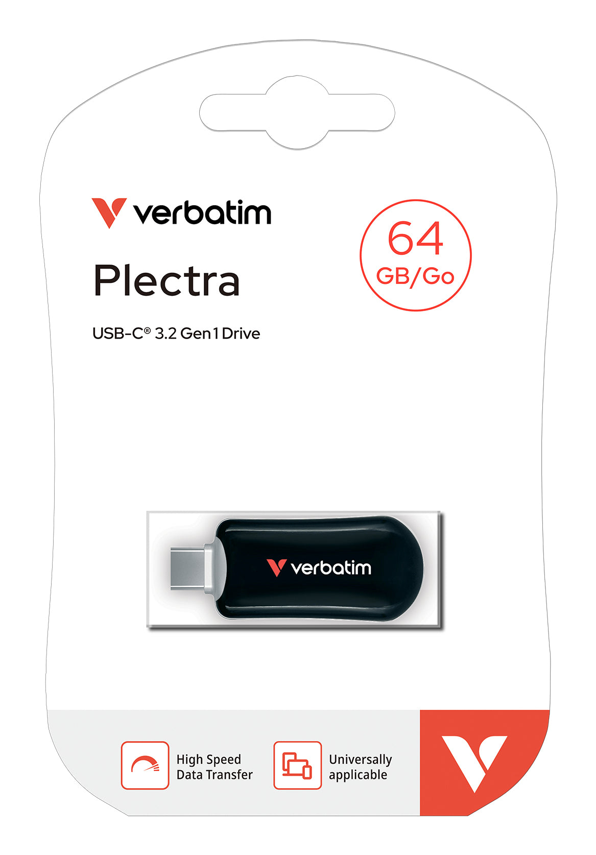 Verbatim 30224 USB-C Flash Drive 64GB Black – USB 3.2 Gen 1 Capless