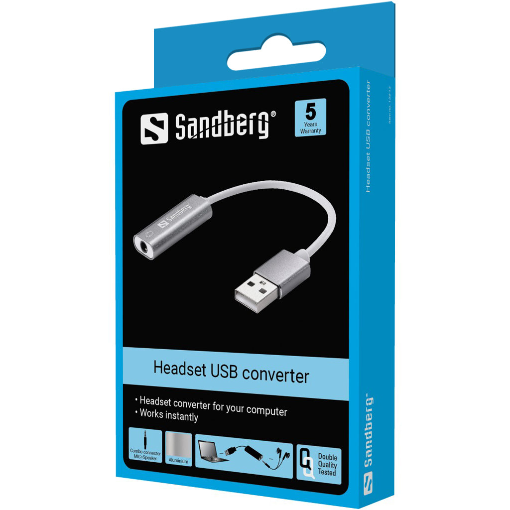 Sandberg 134-13 Headset USB Converter – Aluminium 3.5mm Audio Adapter