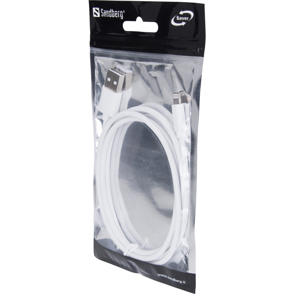 Sandberg 340-75 USBLightning MFI 1m Cable – White, USB A to Lightning