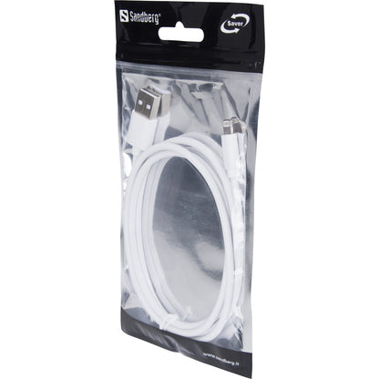 Sandberg 340-75 USBLightning MFI 1m Cable – White, USB A to Lightning