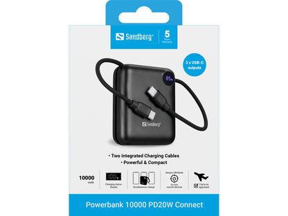 Sandberg 421-26 Powerbank 10000 PD20W Connect – Fast Charge, 3 USB-C Outputs