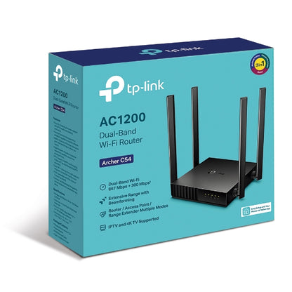 TP-Link ARCHER C54 Wireless Router – Dual-Band AC1200 Fast Ethernet, Black