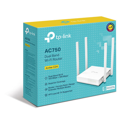 TP-Link ARCHER C24 Wireless Router – Dual-Band Wi-Fi 5, Fast Ethernet, White
