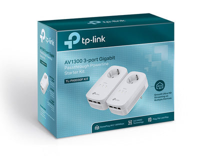 TP-Link TL-PA8030P KIT PowerLine Network Adapter – 1200 Mbit/s 3-Port Gigabit AV2