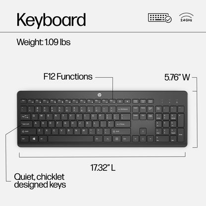 HP 18H24AA#ABS Wireless Mouse and Keyboard Combo – Full-Size, 2.4GHz, Black