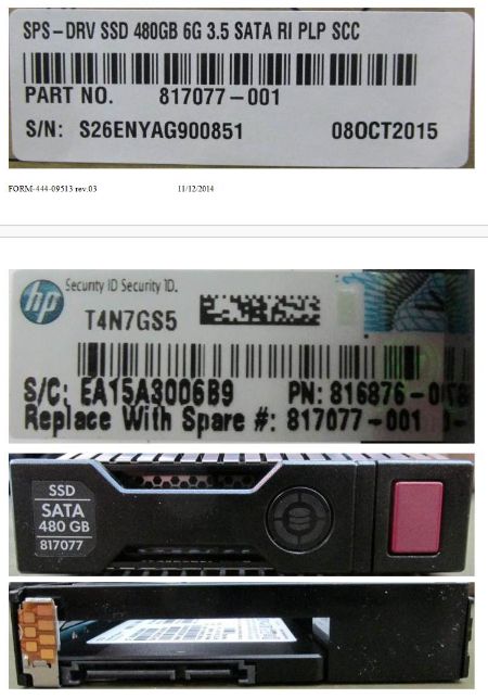 Hewlett Packard Enterprise 817077-001 Internal SSD – 480GB 3.5" SATA III 6 Gbit/s