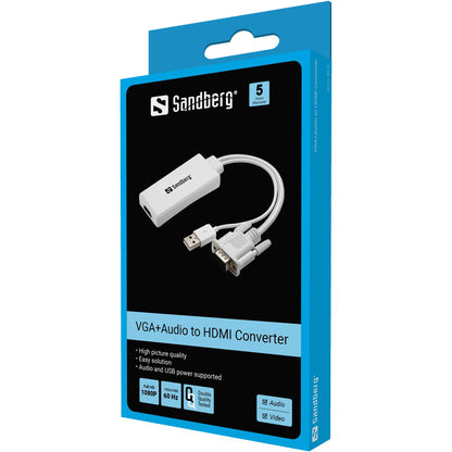 Sandberg 508-78 VGA+Audio to HDMI Converter – Full HD Video Adapter, RoHS