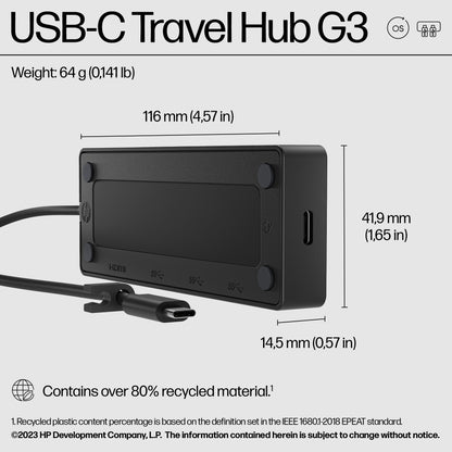 HP 86T46AA#ABB USB-C Travel Hub G3 – 5-Port 65W HDMI USB-A USB-C