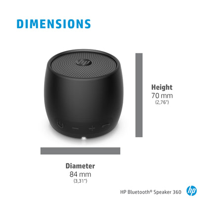HP 2D799AA Portable Bluetooth Speaker – 360° Mono, Black, 200g
