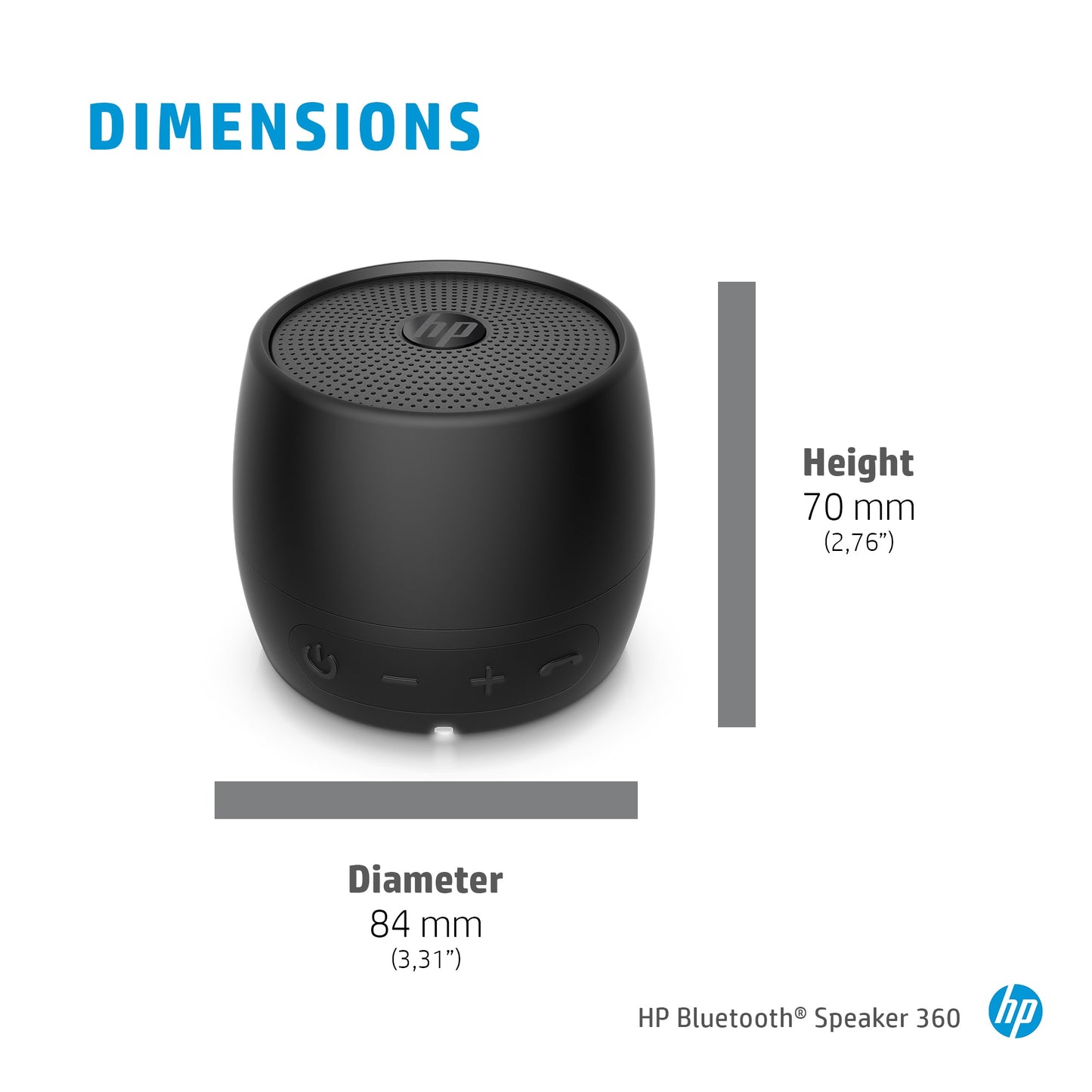 HP 2D799AA#ABB Portable Bluetooth Speaker – Mono, Black, 200g