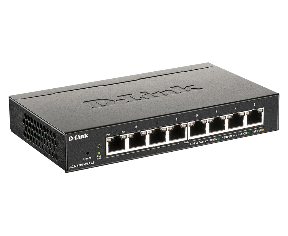 D-Link DGS-1100-08PV2/E 8-Port Gigabit PoE Managed Network Switch