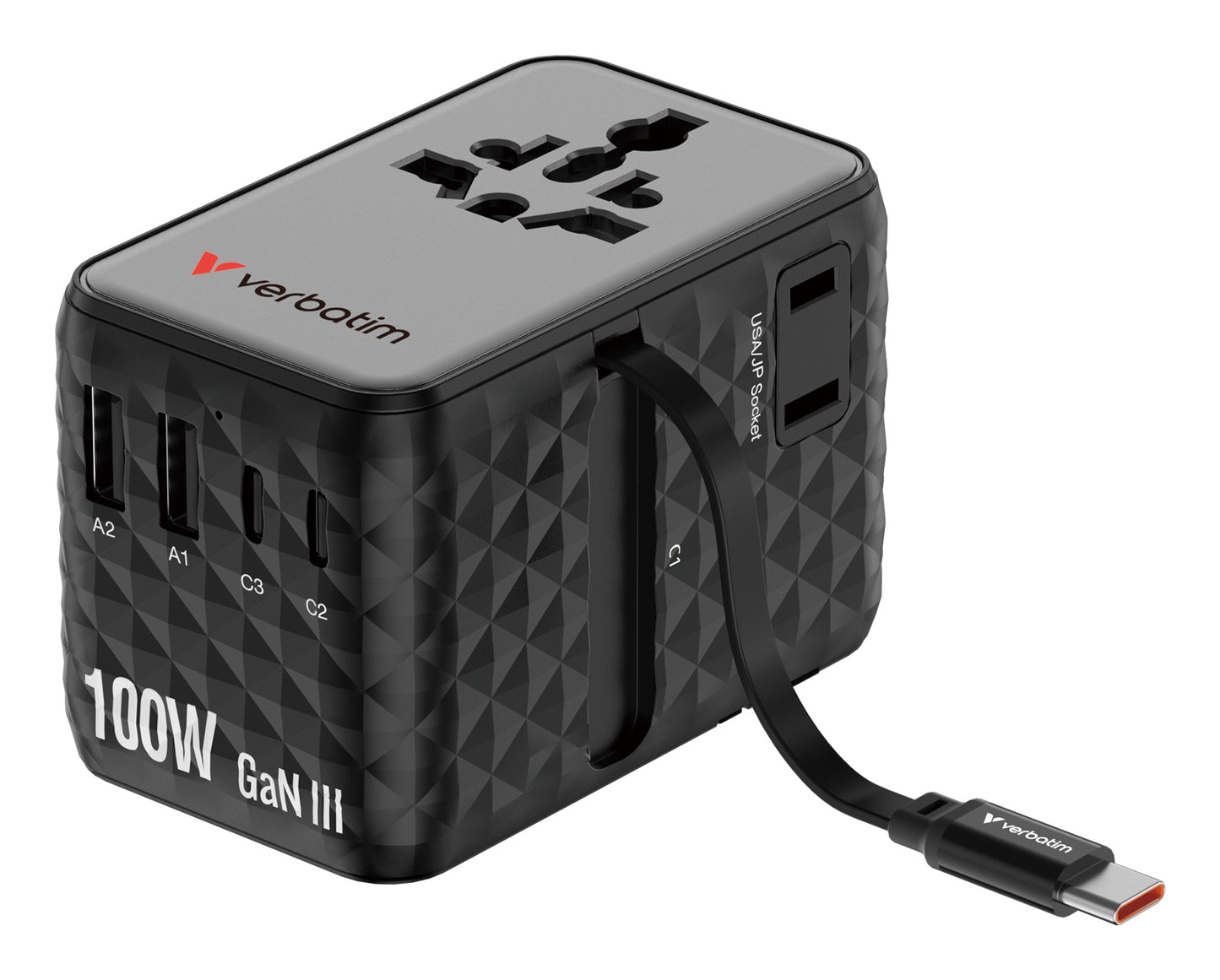 Verbatim 30191 Charge 'n' Travel 100W Universal Travel Adapter Black