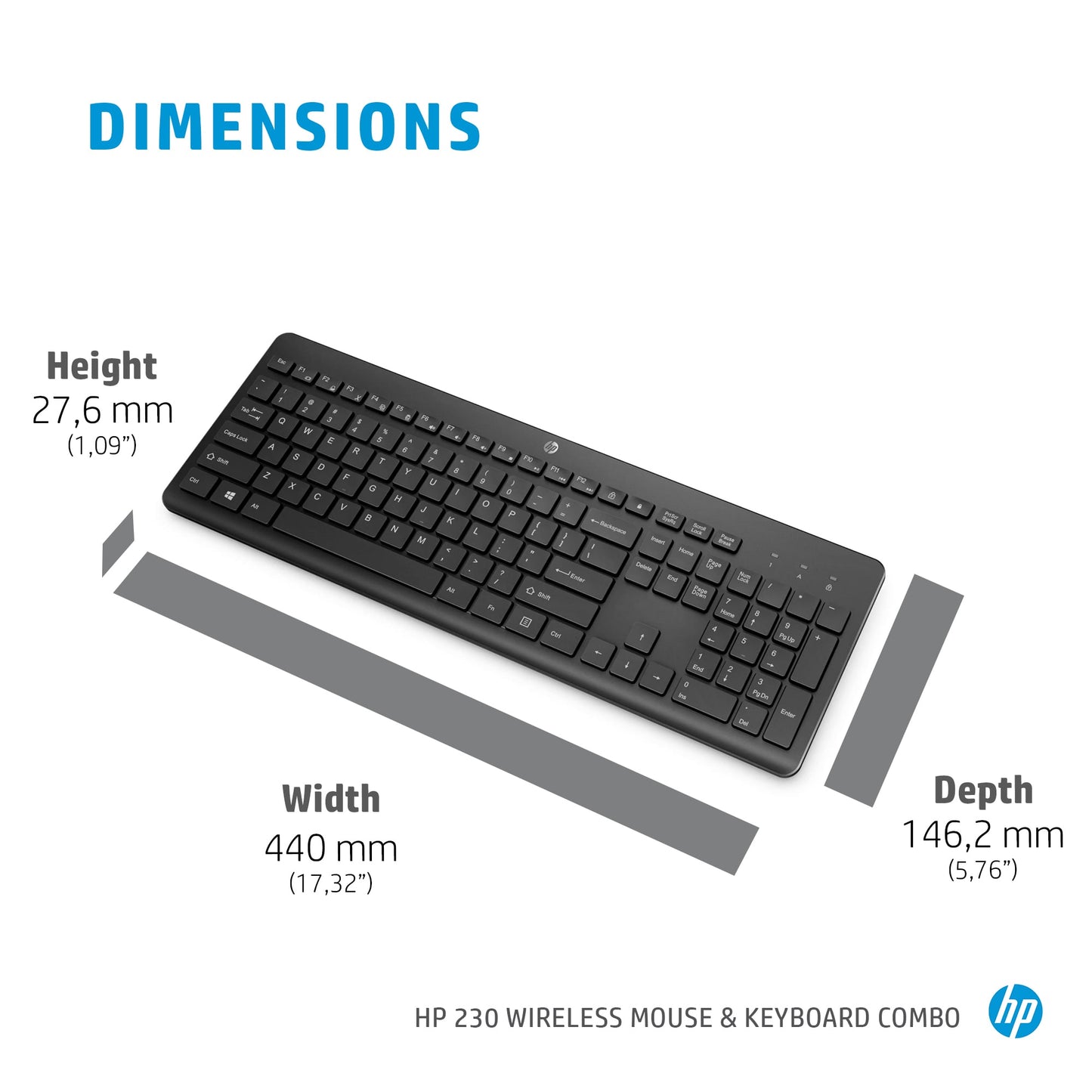 HP 18H24AA#ABS Wireless Mouse and Keyboard Combo – Full-Size, 2.4GHz, Black