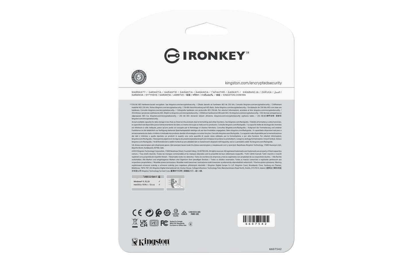 Kingston IKVP50C/32GB 32GB USB-C IronKey Vault Privacy 50C AES-256 Encrypted Drive