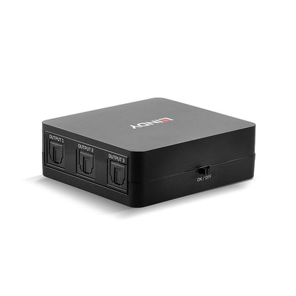 Lindy 70480 3 Port Optical TosLink Audio Splitter – Black, CE Certified