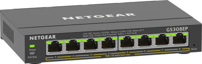 Netgear GS308EP-100PES 8-Port Gigabit Ethernet PoE+ Managed Switch – L2/L3, 16Gbps