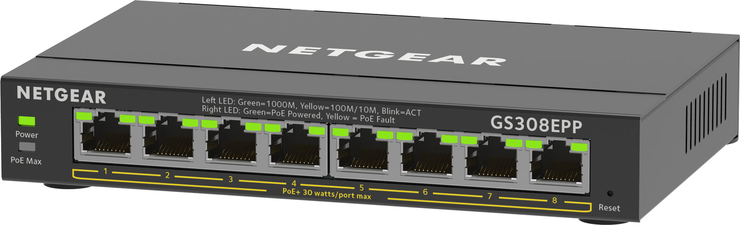 Netgear GS308EPP-100PES 8-Port Gigabit Ethernet Managed PoE+ Switch – L2/L3, 16Gbps