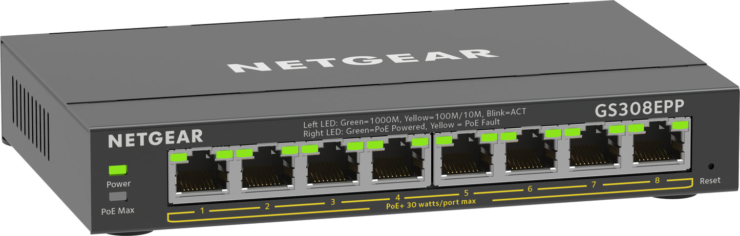 Netgear GS308EPP-100PES 8-Port Gigabit Ethernet Managed PoE+ Switch – L2/L3, 16Gbps