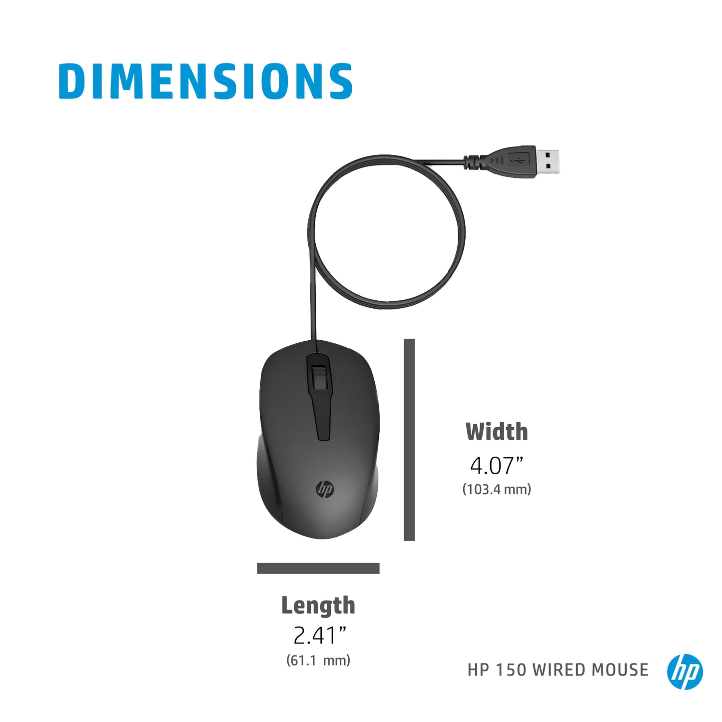HP 240J6AA Wired Optical Mouse – Ergonomic USB Design