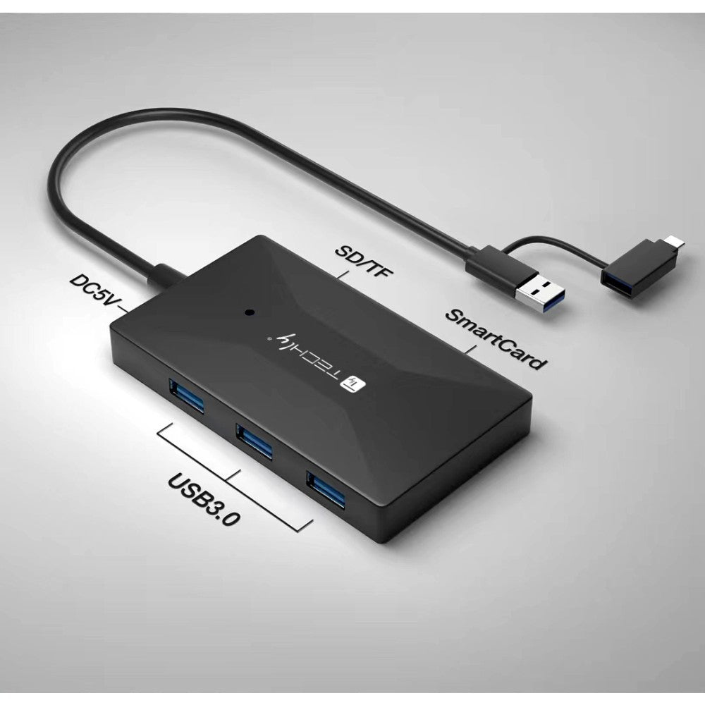 Techly IUSB-CARD-AC582 Card Reader – USB 3.2 Gen 1 Type-A/Type-C, Black