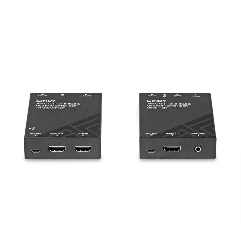 Lindy 39383 KVM Extender – 70m Cat.6 HDMI 4K60 USB Audio Transmitter & Receiver