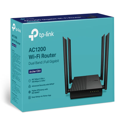 TP-Link ARCHER C64 Dual-Band Gigabit Wireless Router – Wi-Fi 5, MU-MIMO, 1200 Mbps