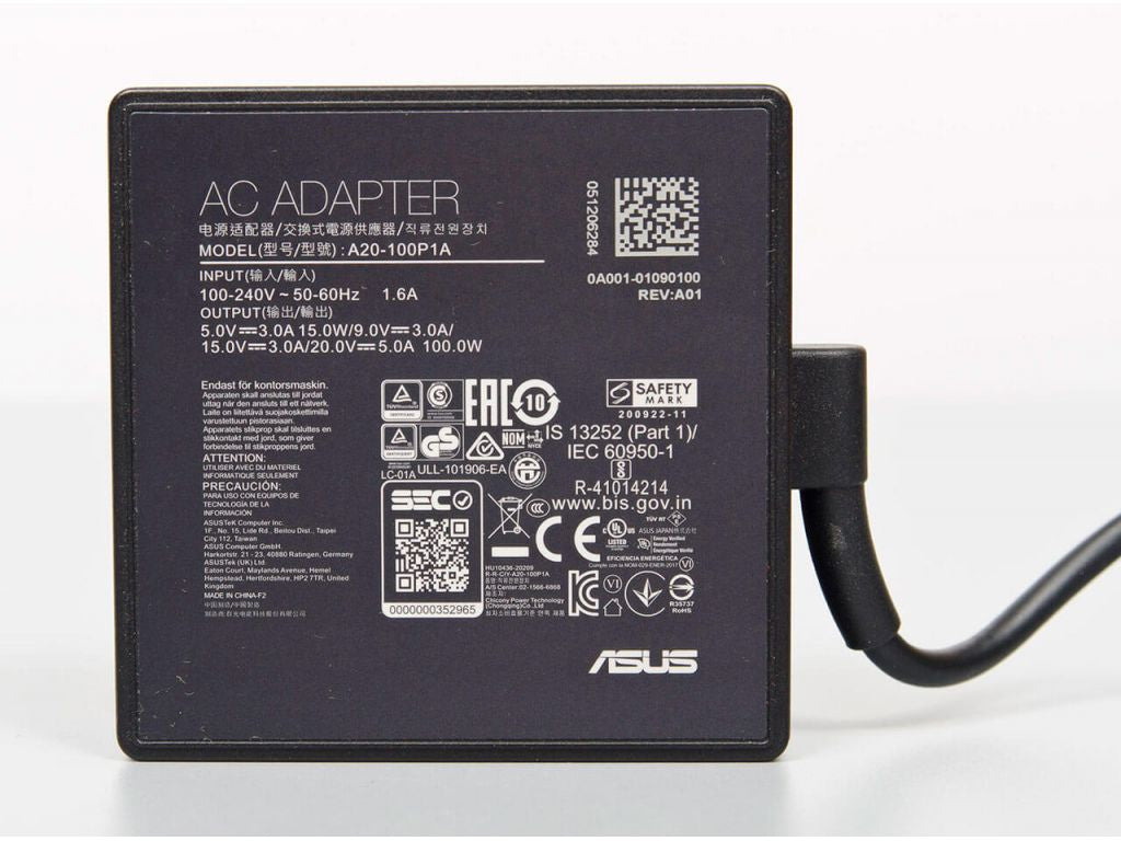 ASUS 0A001-01090100 100W USB-C Power Adapter – Indoor Use, Black