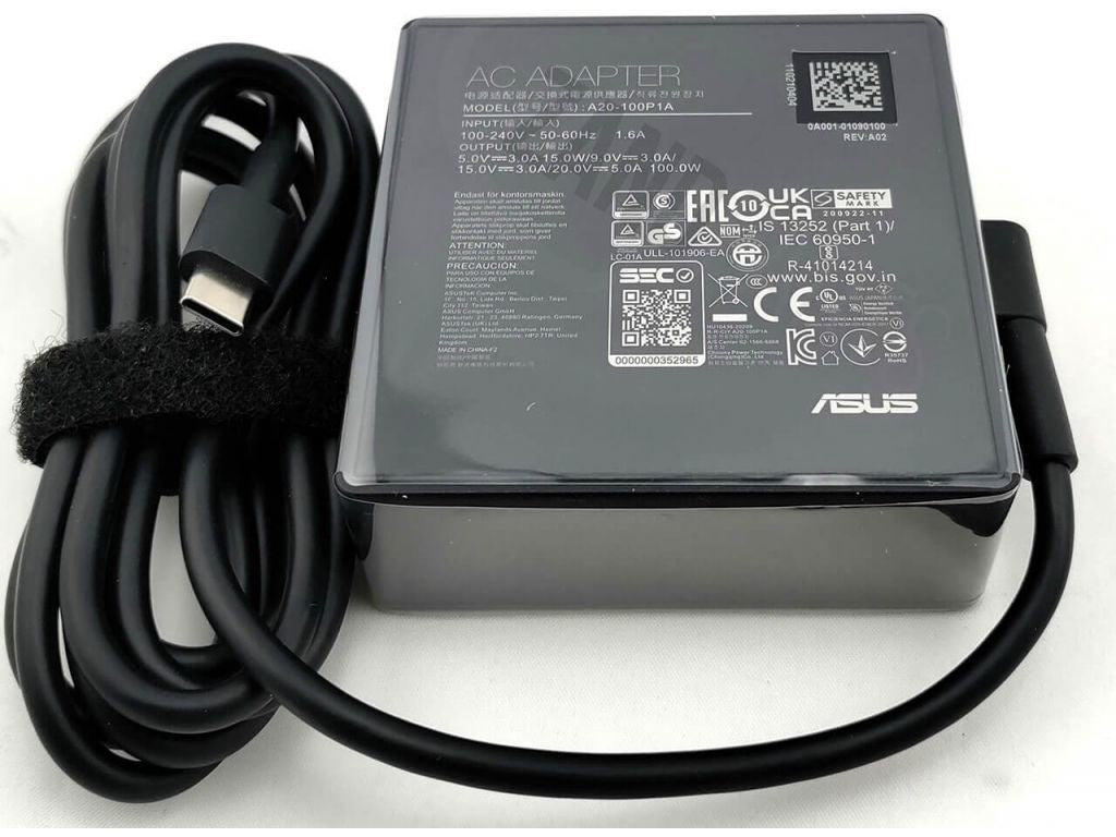 ASUS 0A001-01090100 100W USB-C Power Adapter – Indoor Use, Black
