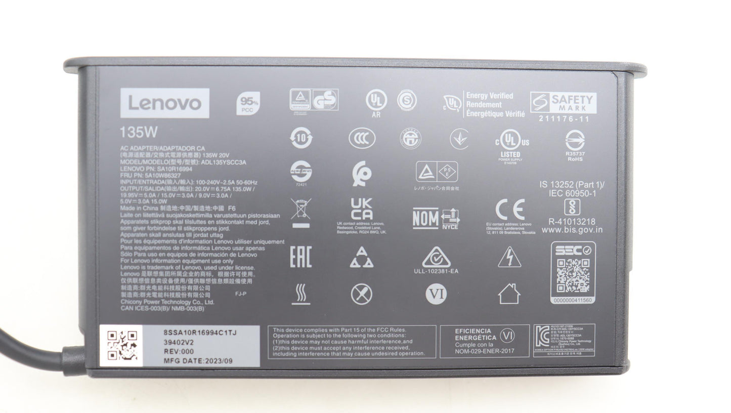 Lenovo 5A10W86327 Power Adapter 135W USB-C AC Charger Black
